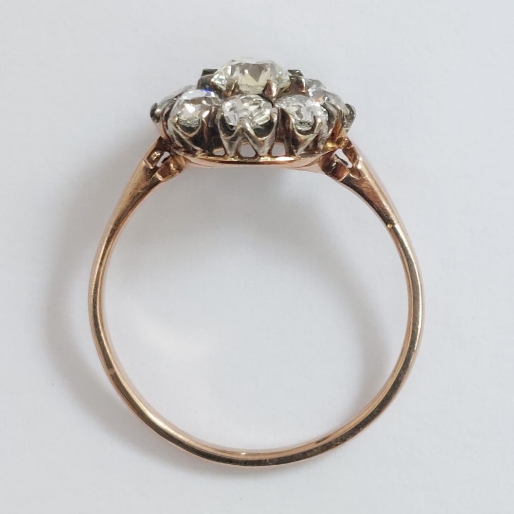 Antique Victorian 1.80ct Old Cut Diamond Cluster Ring