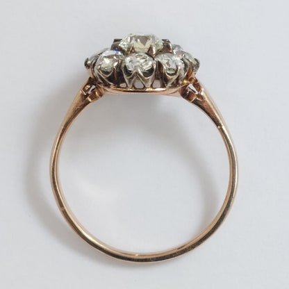 Antique Victorian 1.80ct Old Cut Diamond Cluster Ring