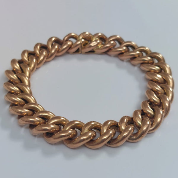 Antique Victorian 15ct Rose Gold Curb Bracelet