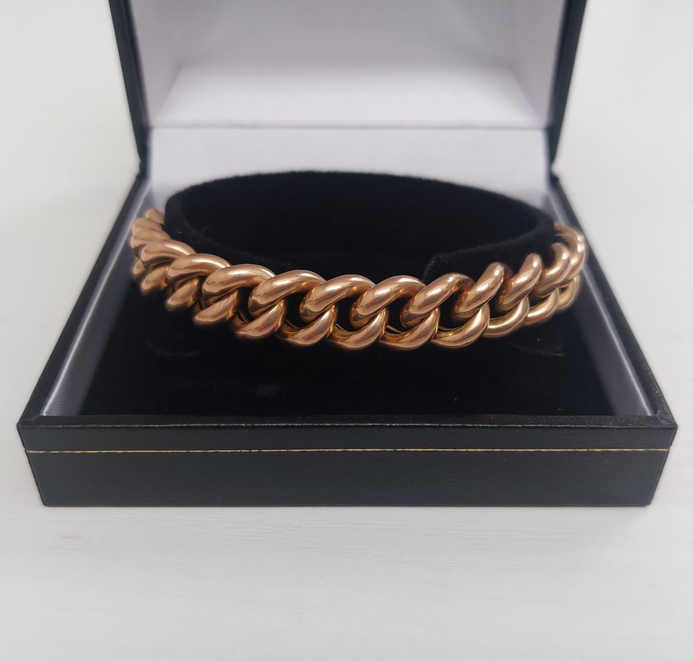 Antique Victorian 15ct Rose Gold Curb Bracelet