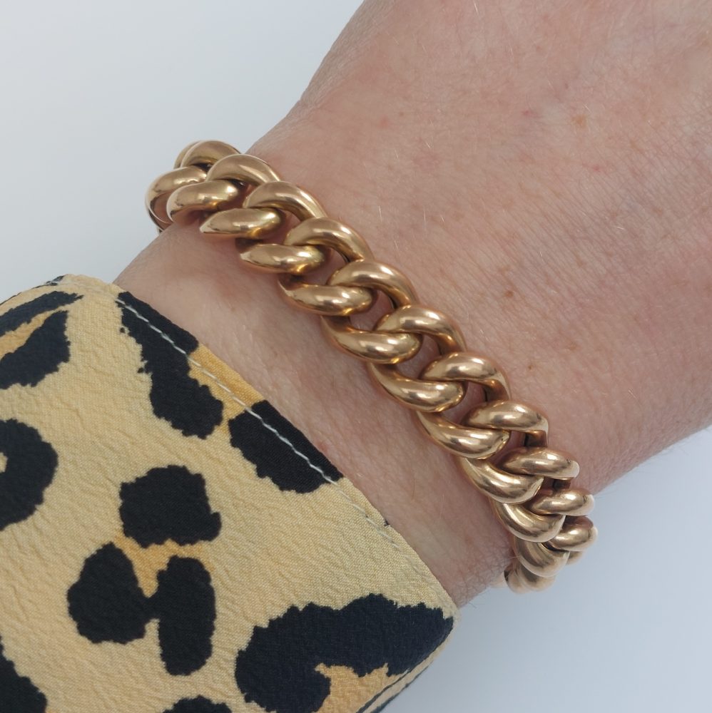 Antique Victorian 15ct Rose Gold Curb Bracelet