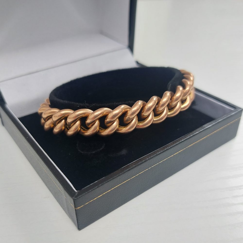 Antique Victorian 15ct Rose Gold Curb Bracelet