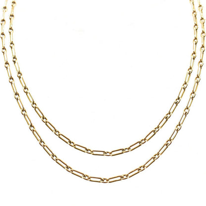 Antique Victorian 15ct Yellow Gold Trombone Link Guard Chain Necklace