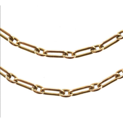 Antique Victorian 15ct Yellow Gold Trombone Link Guard Chain Necklace