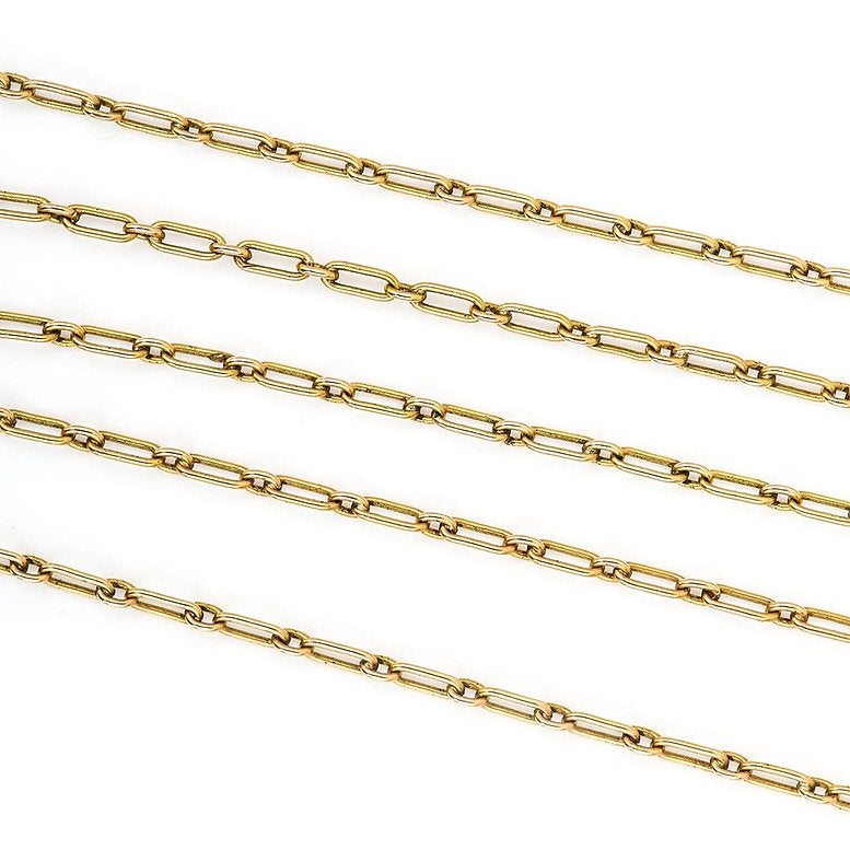 Antique Victorian 15ct Yellow Gold Trombone Link Guard Chain Necklace