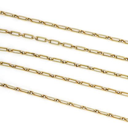 Antique Victorian 15ct Yellow Gold Trombone Link Guard Chain Necklace