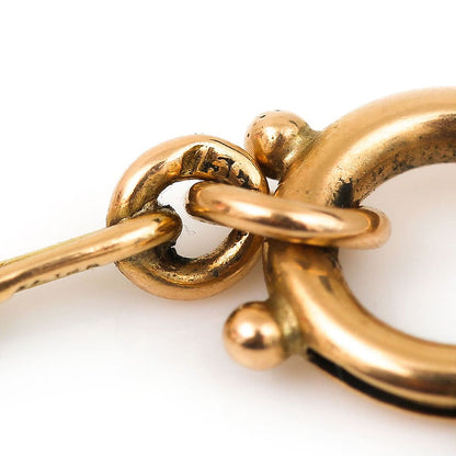 Antique Victorian 15ct Yellow Gold Trombone Link Guard Chain Necklace