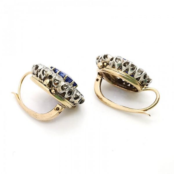 Fine Antique Victorian Sapphire and Diamond Cluster Earrings
