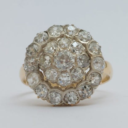 Antique Victorian 2.30ct Old Mine Cut Diamond Cluster Ring