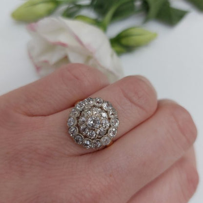 Antique Victorian 2.30ct Old Mine Cut Diamond Cluster Ring