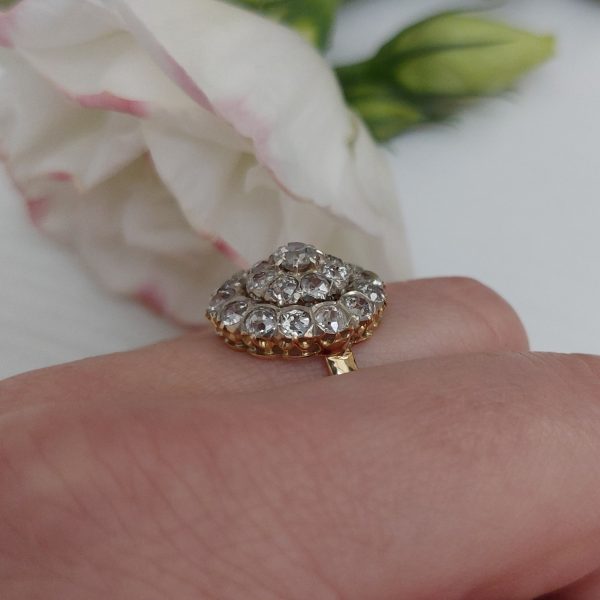 Antique Victorian 2.30ct Old Mine Cut Diamond Cluster Ring