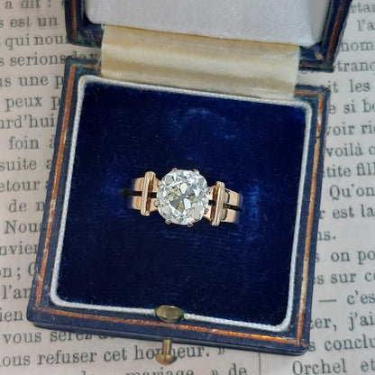 Antique Victorian 2.67ct Old Mine Cut Solitaire Ring