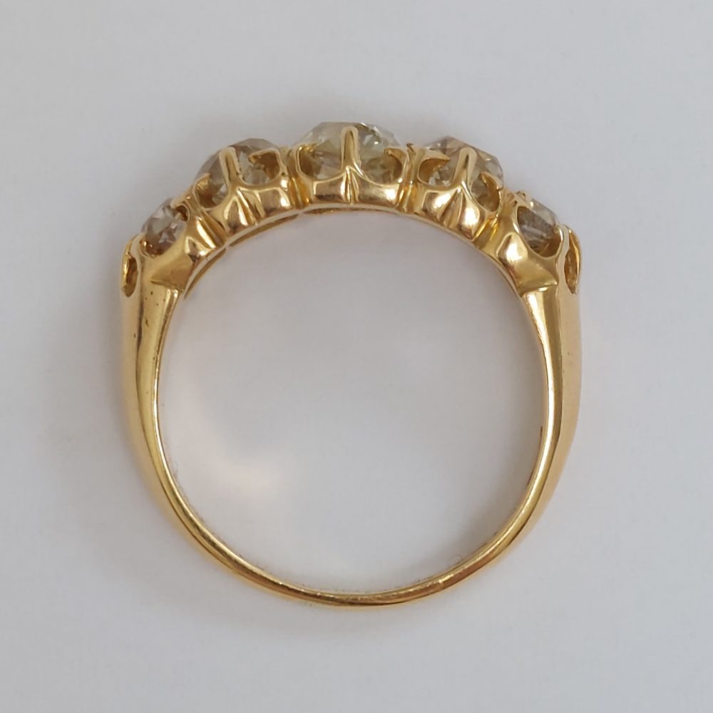 Antique Victorian 2ct Old Mine Cut Diamond Five Stone Ring