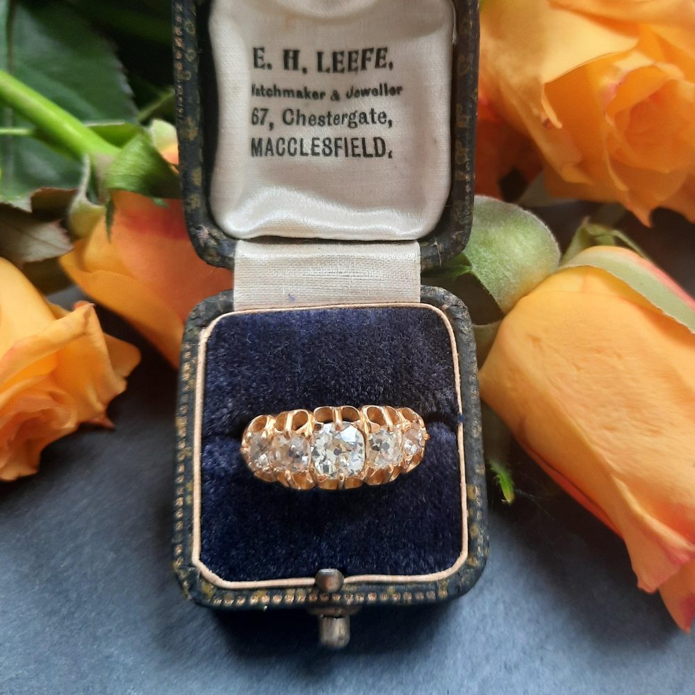 Antique Victorian 2ct Old Mine Cut Diamond Five Stone Ring