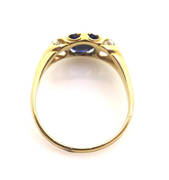 Antique Victorian 2ct Sapphire and Diamond Ring