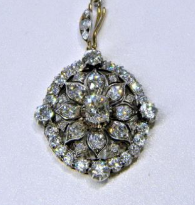 Antique Victorian 7.25ct Cushion Cut Diamond Pendant