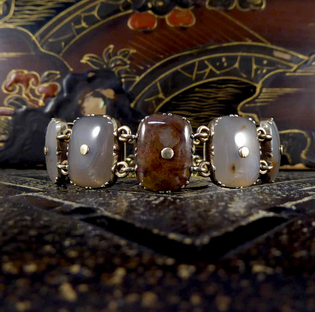 Antique Victorian Agate Link Gold Bracelet