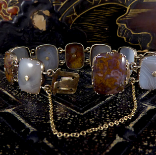Antique Victorian Agate Link Gold Bracelet