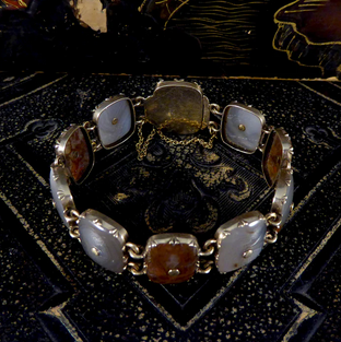 Antique Victorian Agate Link Gold Bracelet