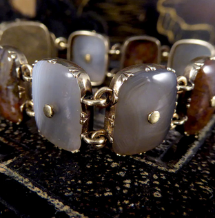 Antique Victorian Agate Link Gold Bracelet