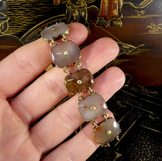 Antique Victorian Agate Link Gold Bracelet
