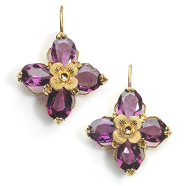 Antique Victorian Almandine Garnet Quatrefoil Earrings