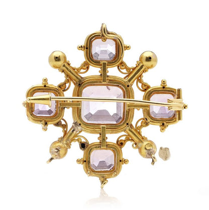 Antique Victorian Amethyst Maltese Cross Brooch Pendant