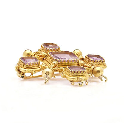 Antique Victorian Amethyst Maltese Cross Brooch Pendant