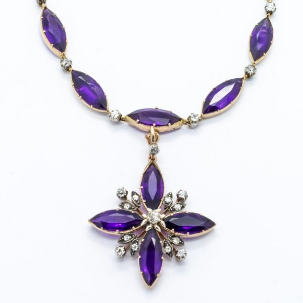 Antique Victorian Amethyst and Diamond Necklace