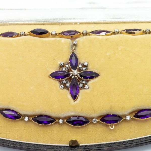 Antique Victorian Amethyst and Diamond Necklace