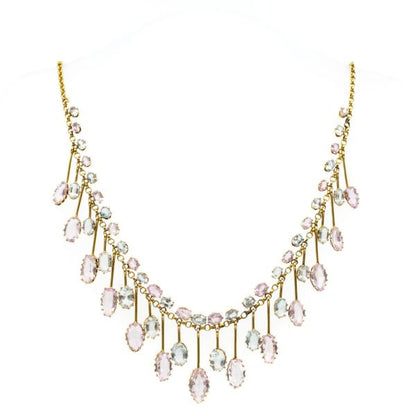 Antique Victorian Aquamarine and Topaz Gold Necklace BB1