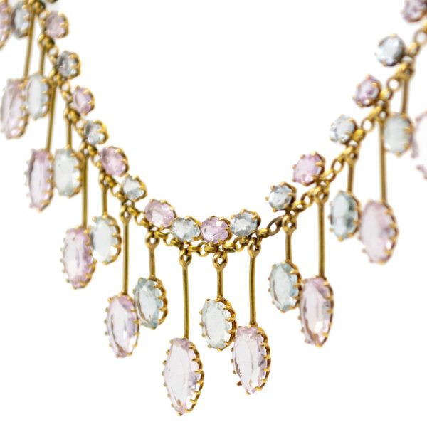 Antique Victorian Aquamarine and Topaz Gold Necklace