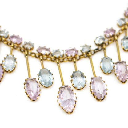 Antique Victorian Aquamarine and Topaz Gold Necklace BB3