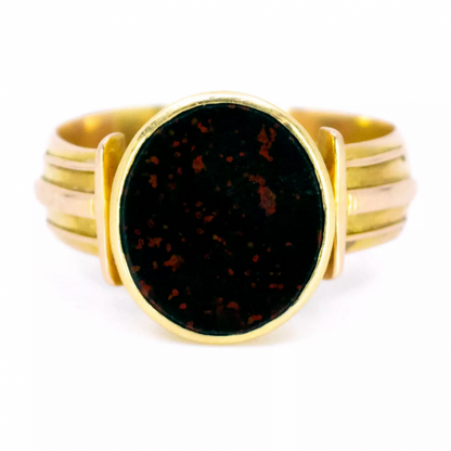 Antique Victorian Bloodstone 15ct Gold Signet Ring