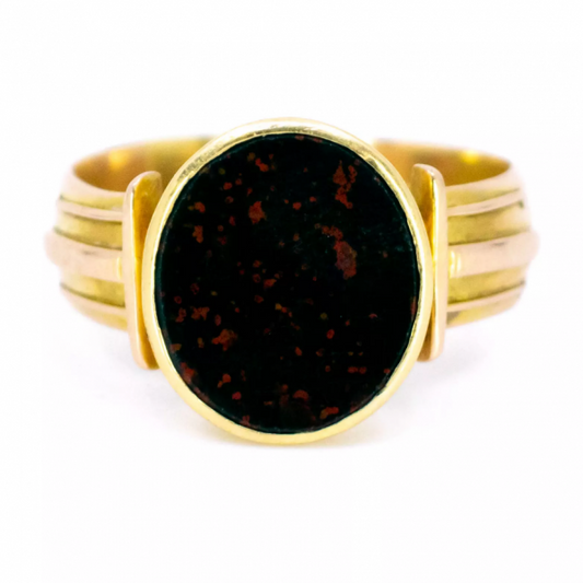 Antique Victorian Bloodstone 15ct Gold Signet Ring