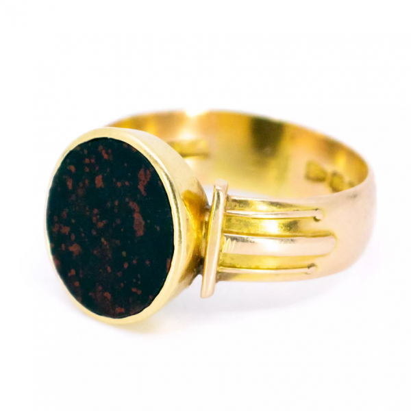 Antique Victorian Bloodstone 15ct Gold Signet Ring