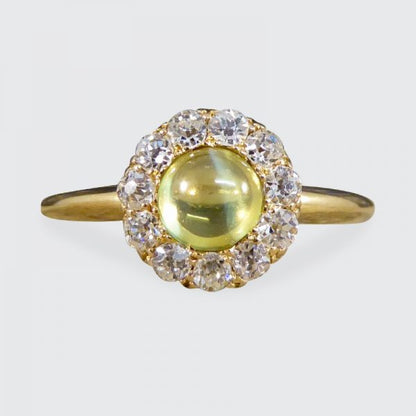 Antique Victorian Cat's Eye and Diamond Ring