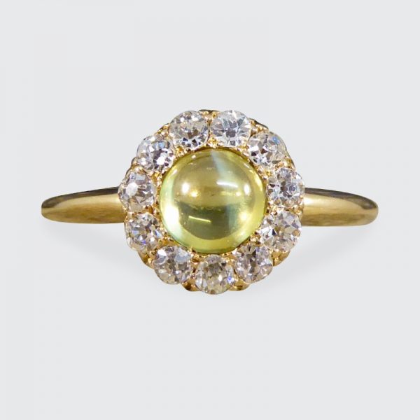 Antique Victorian Cat's Eye and Diamond Ring