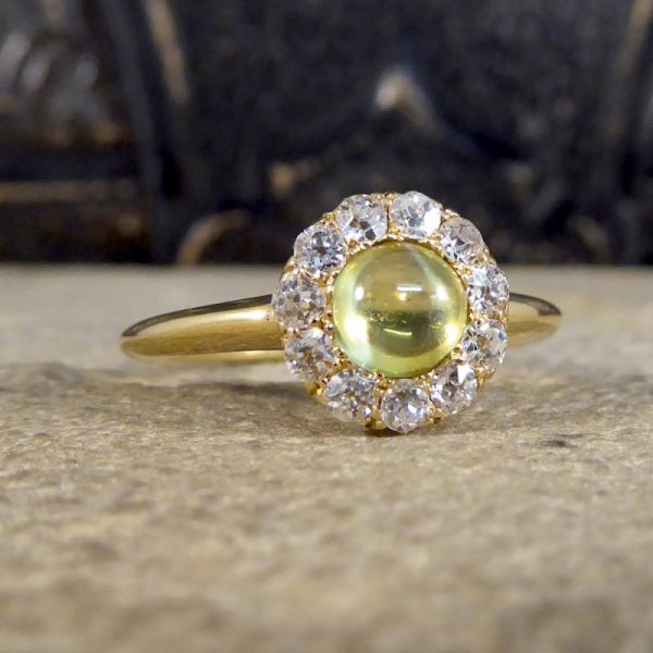 Antique Victorian Cat's Eye and Diamond Ring