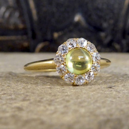 Antique Victorian Cat's Eye and Diamond Ring