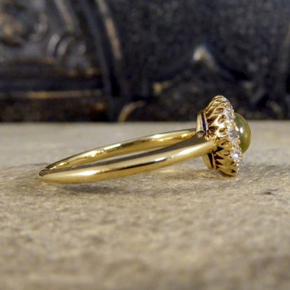 Antique Victorian Cat's Eye and Diamond Ring