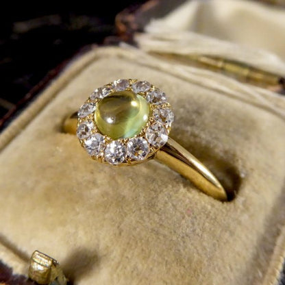 Antique Victorian Cat's Eye and Diamond Ring