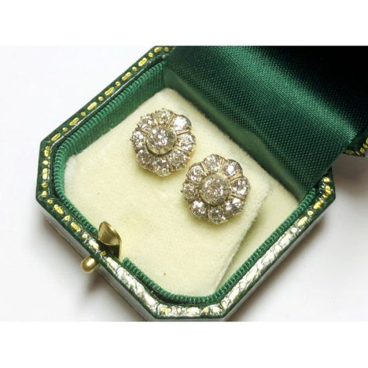 Antique Victorian Diamond Cluster Earrings