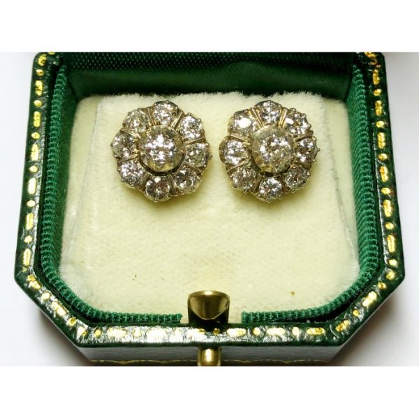 Antique Victorian Diamond Cluster Earrings