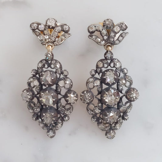 Antique Victorian Diamond Drop Earrings, 2.25cts