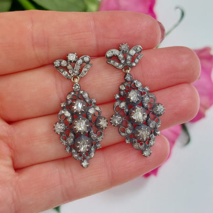 Antique Victorian Diamond Drop Earrings, 2.25cts