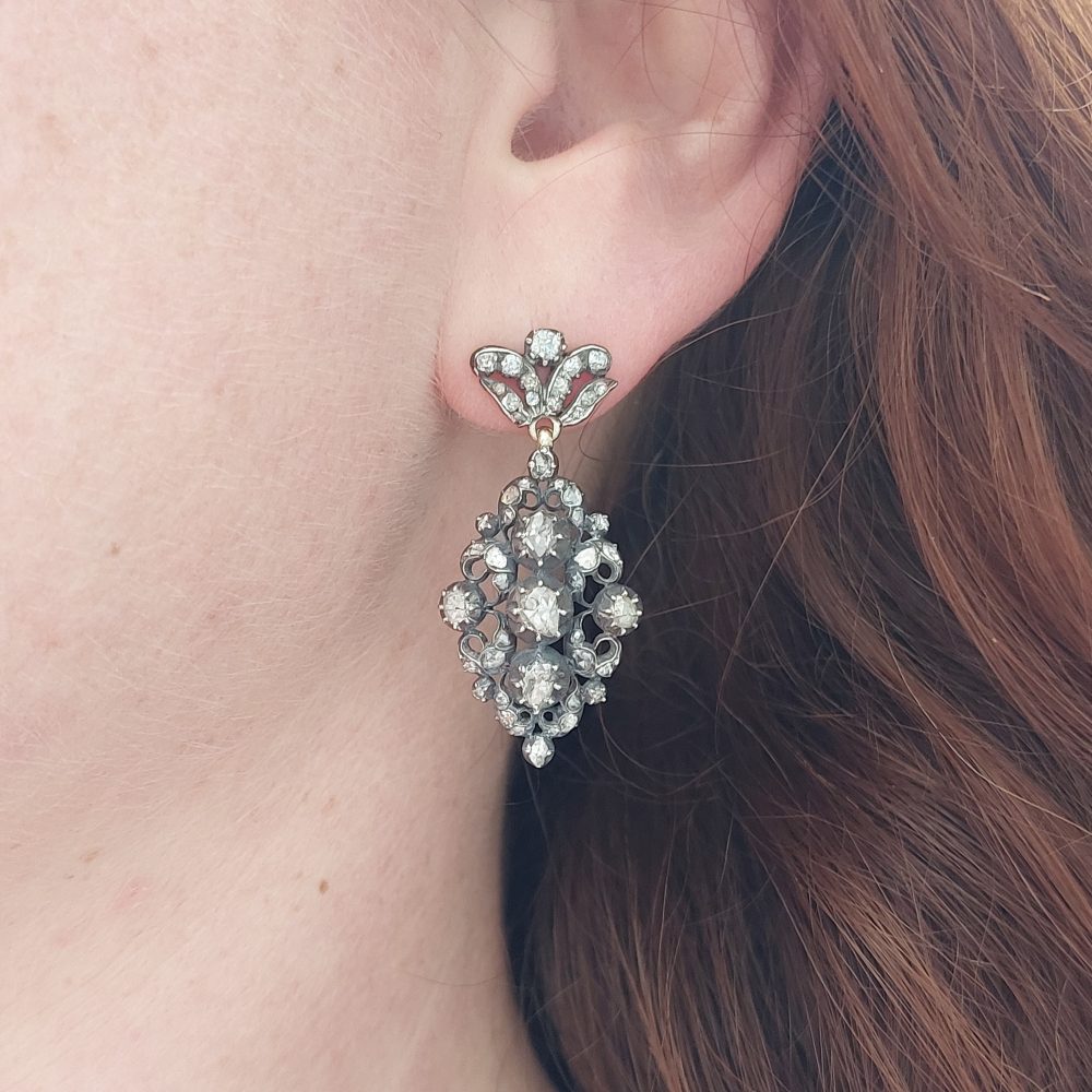 Antique Victorian Diamond Drop Earrings, 2.25cts