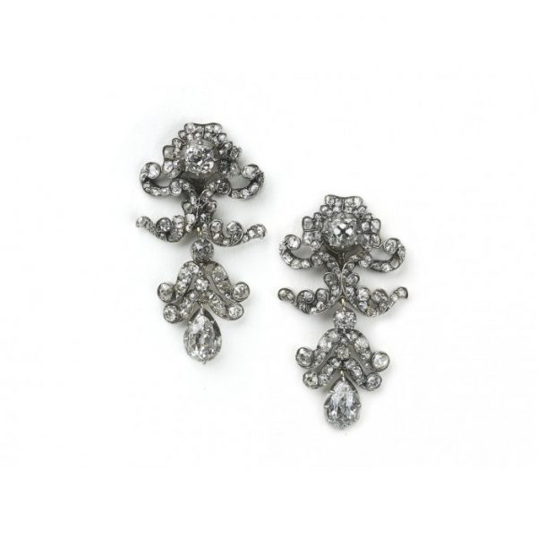 Antique Victorian Diamond Drop Earrings, Circa 1860