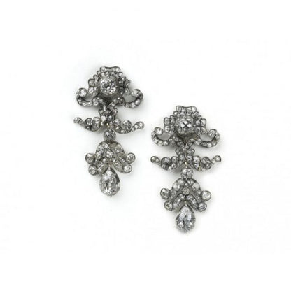 Antique Victorian Diamond Drop Earrings, Circa 1860