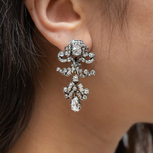 Antique Victorian Diamond Drop Earrings, Circa 1860